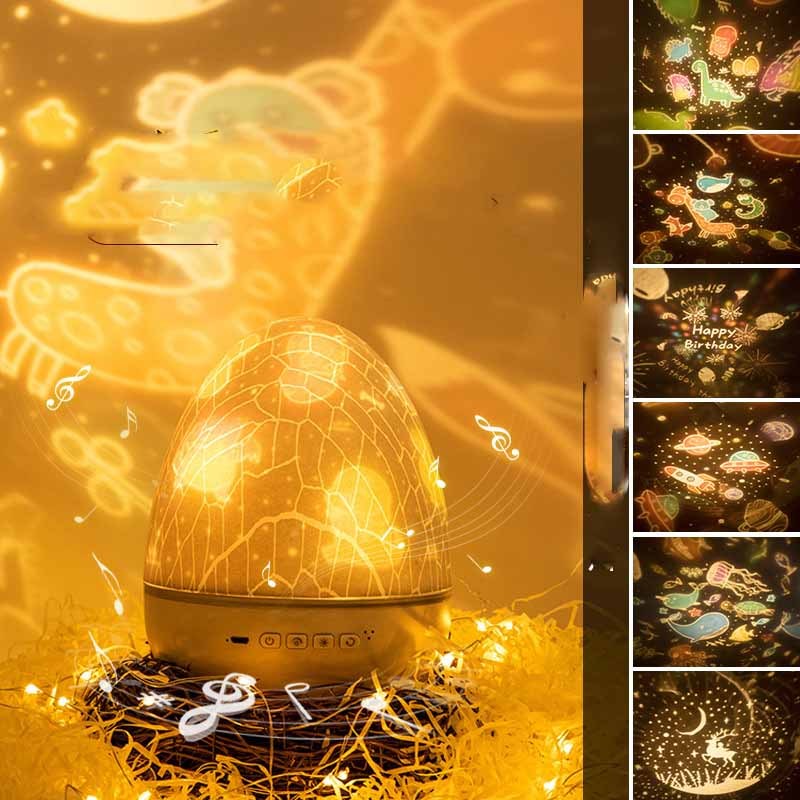 Night Light Dinosaur Eggshell Rotating Projector Romantic Starry Desk Lamp Colors Changing Gift For Children And Party