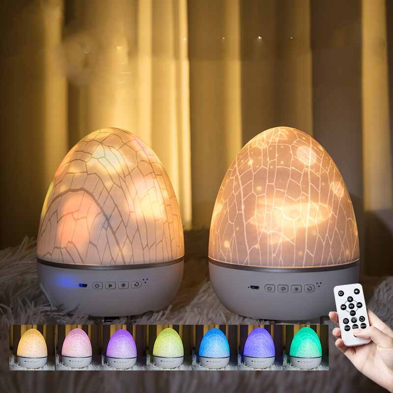 Night Light Dinosaur Eggshell Rotating Projector Romantic Starry Desk Lamp Colors Changing Gift For Children And Party