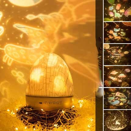 Night Light Dinosaur Eggshell Rotating Projector Romantic Starry Desk Lamp Colors Changing Gift For Children And Party