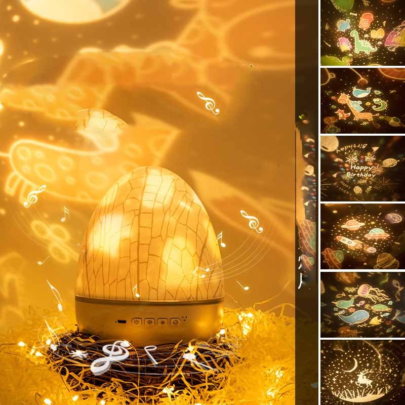Night Light Dinosaur Eggshell Rotating Projector Romantic Starry Desk Lamp Colors Changing Gift For Children And Party